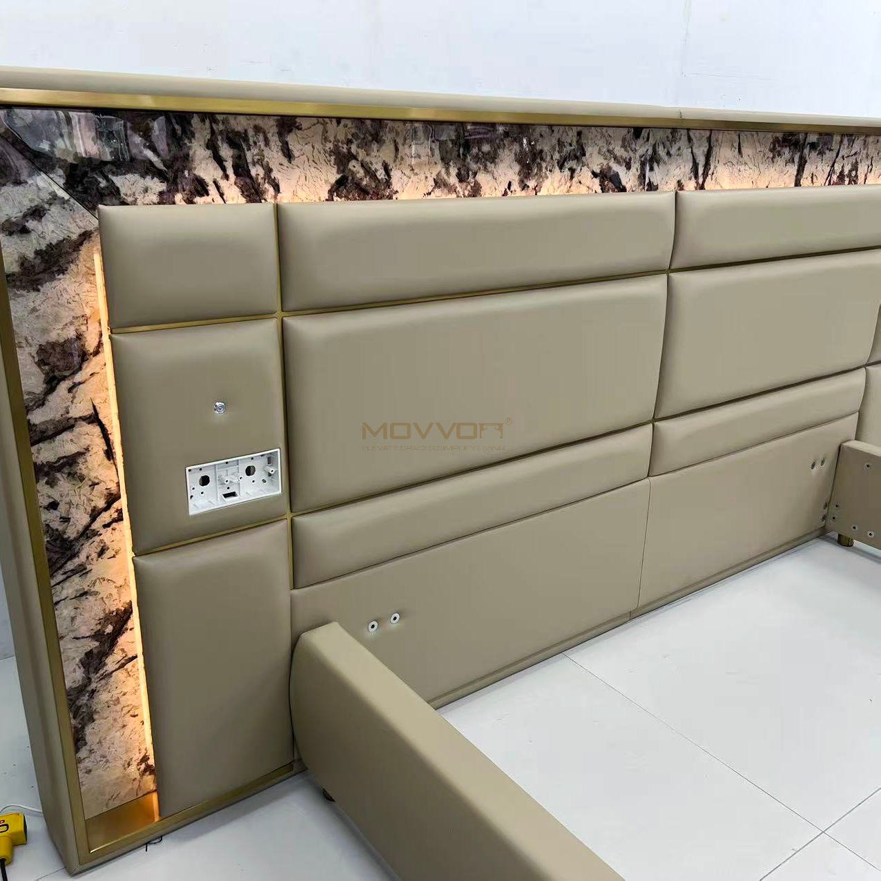 Modern Luxury LED Platform Bed with Integrated Nightstands