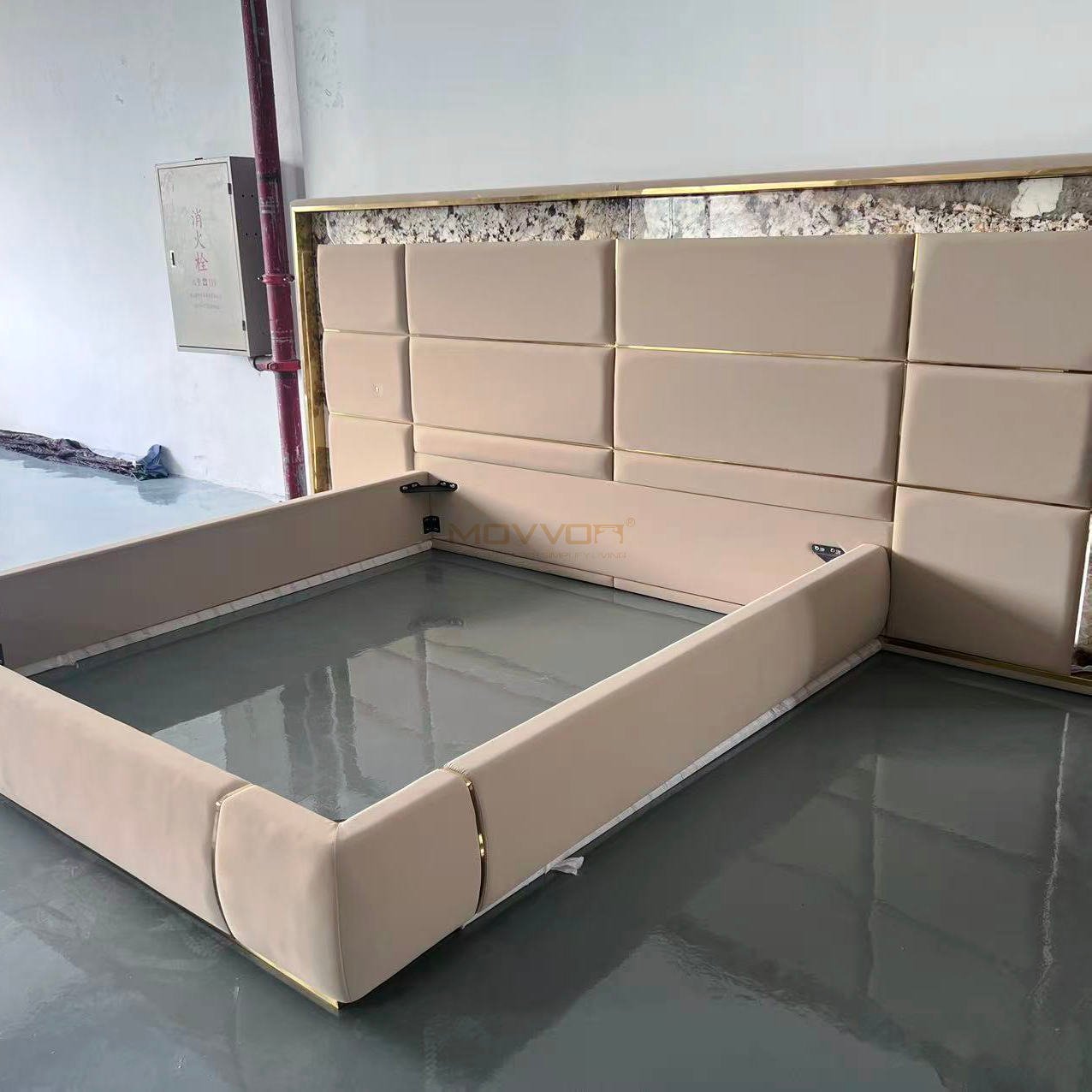 Modern Luxury LED Platform Bed with Integrated Nightstands
