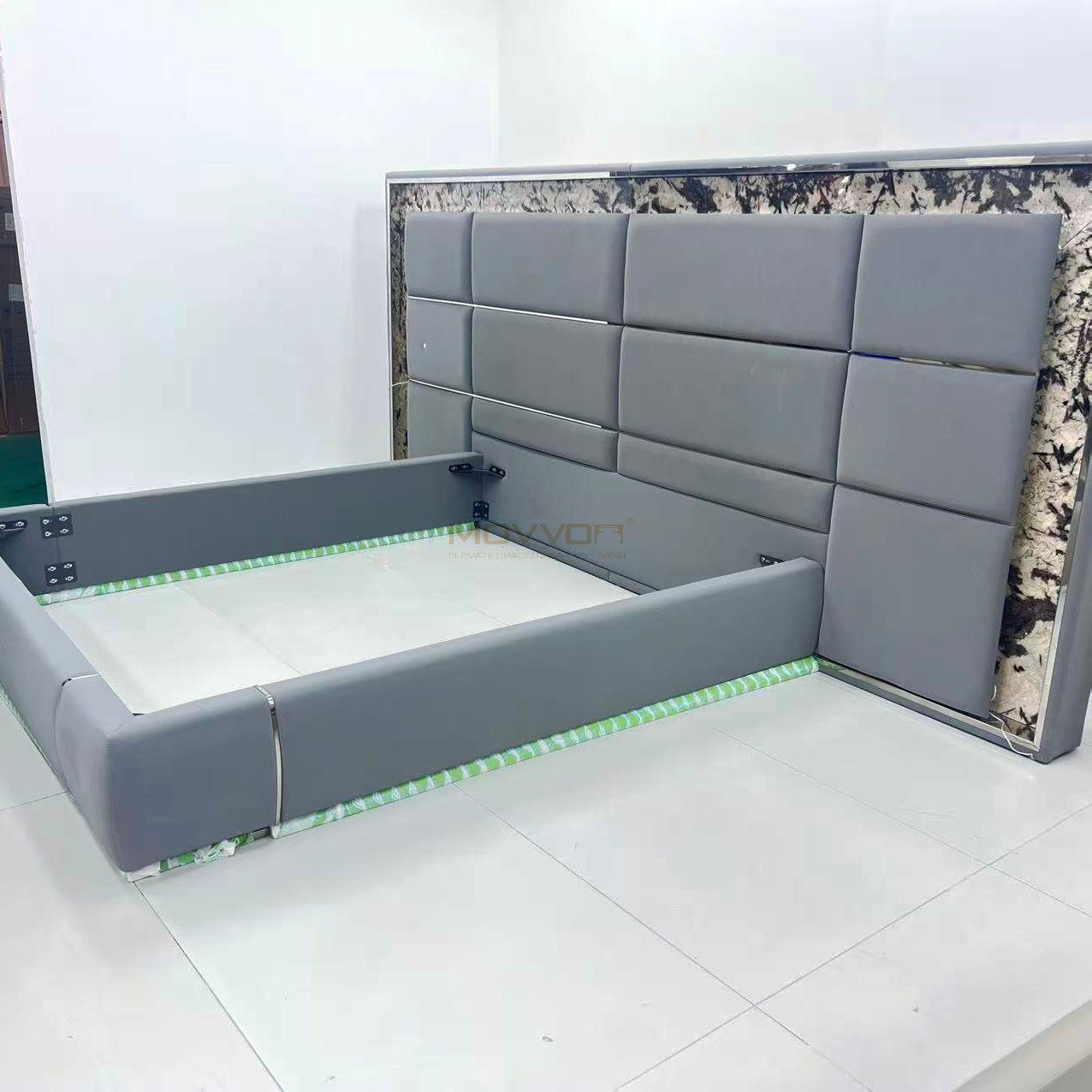 Modern Luxury LED Platform Bed with Integrated Nightstands