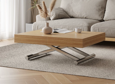 Insert-Leaf Lift Coffee Table for Dining and Work Conversion