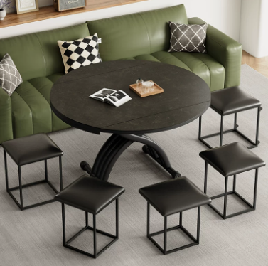 Round-Conversion Lift Table with Curved Scissor Base