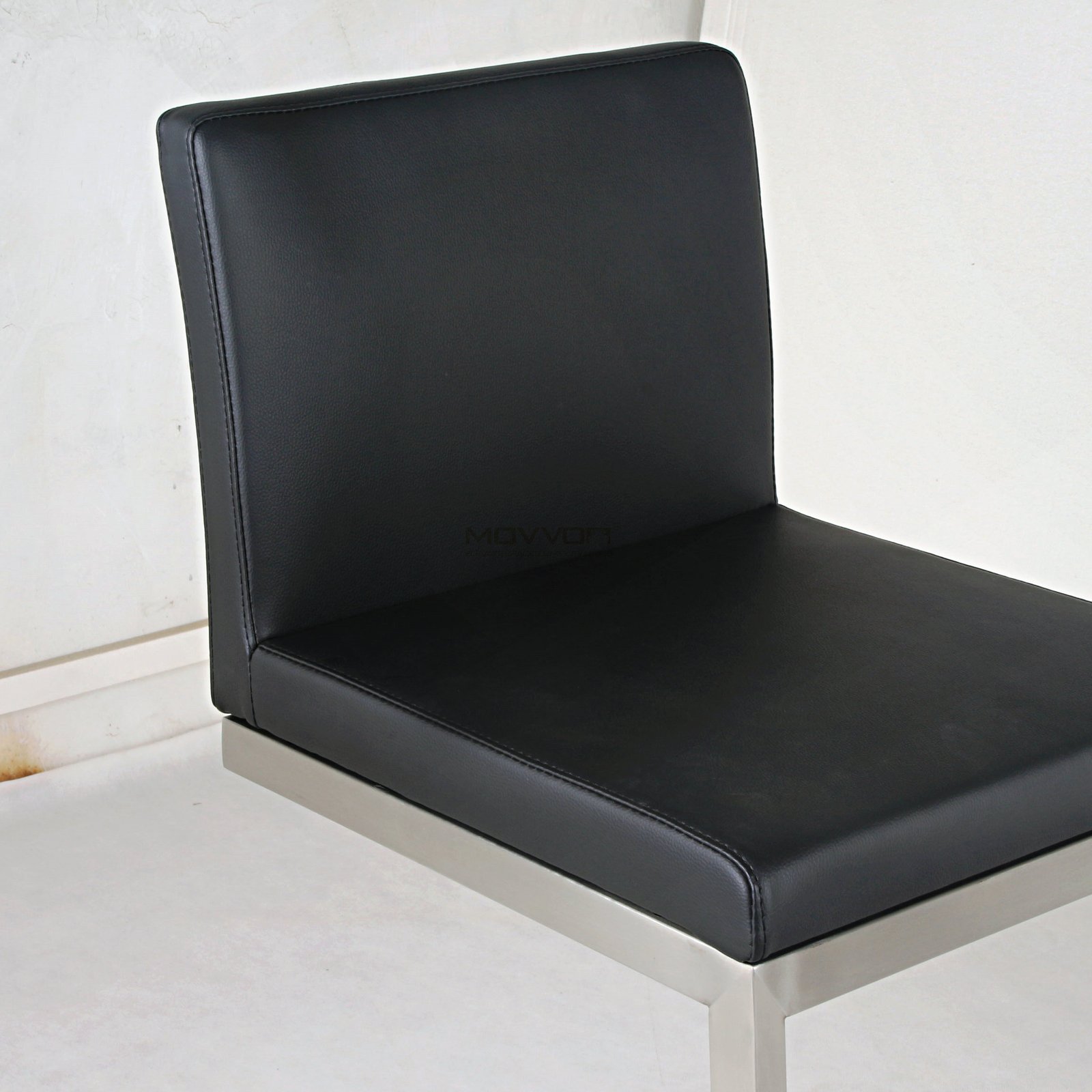 Black Upholstered Cantilever Bar Chair with Brushed Metal Sled Frame