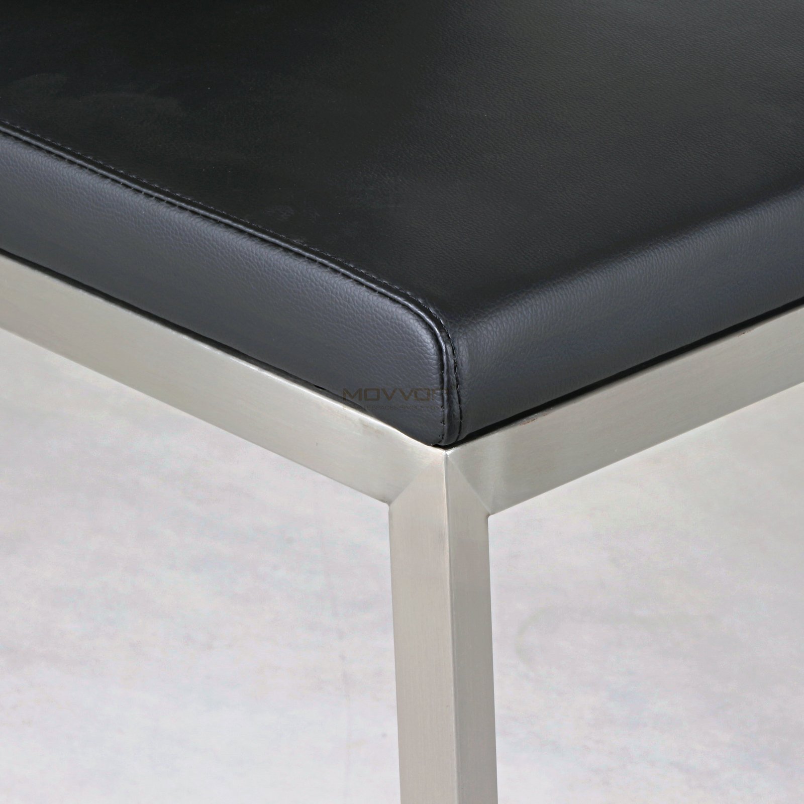 Black Upholstered Cantilever Bar Chair with Brushed Metal Sled Frame