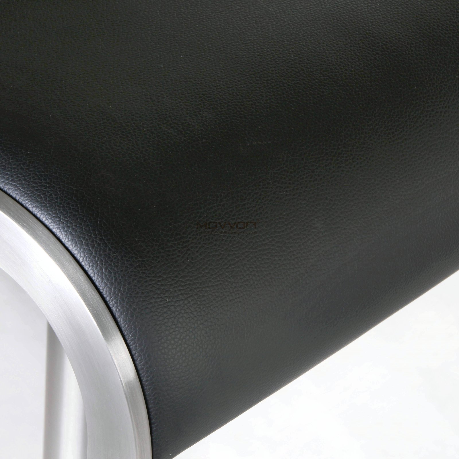 Black Cushioned Adjustable Bar Stool with Brushed Loop Metal Frame