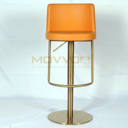 Grey Rounded Back Bar Stool with Guardrail Footrest and Round Base