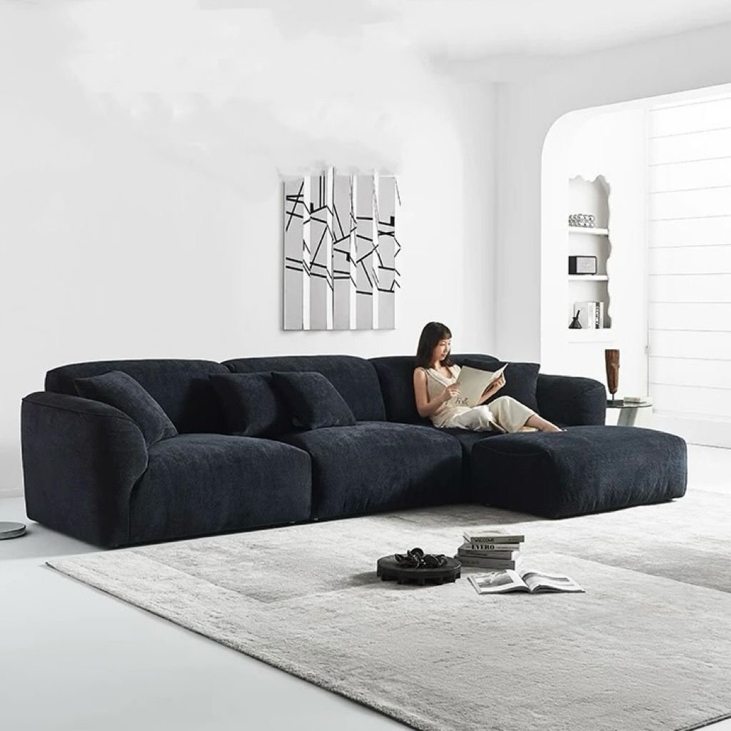 Deep-Block Chenille Modular Sofa for Low Modern Lounge Layouts