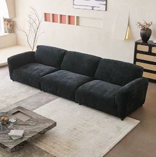 Deep-Block Chenille Modular Sofa for Low Modern Lounge Layouts