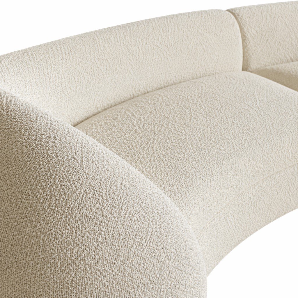 Sculptural Curved Boucle Sofa with Rounded Cocoon Arm Ends