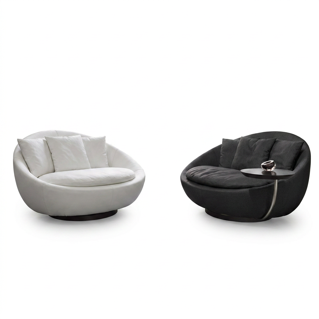 Round Loveseat Lounge Chair Designed as a Deep Bowl Seat