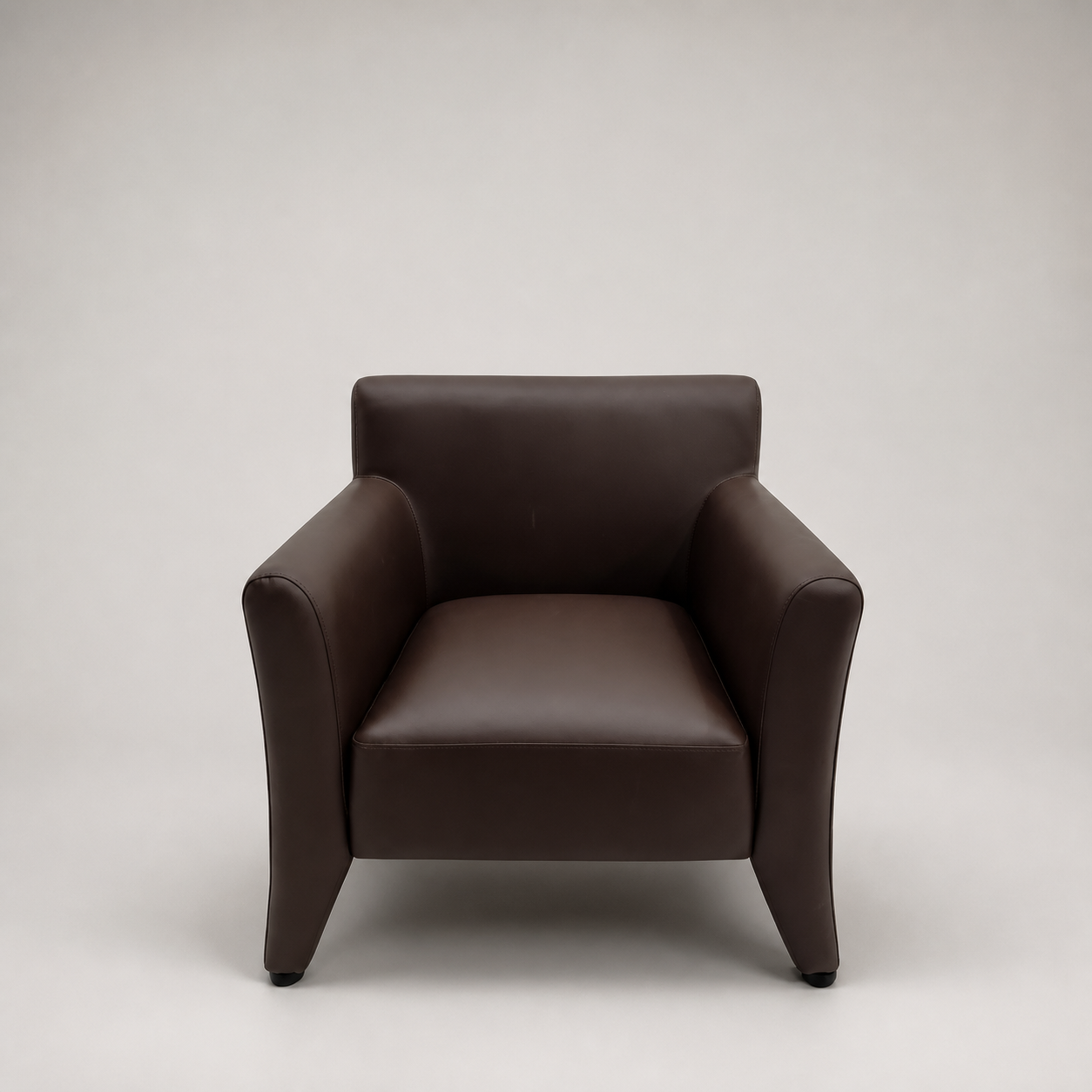 Dark Brown Leather-Look Club Chair with Sloped Arm Panels
