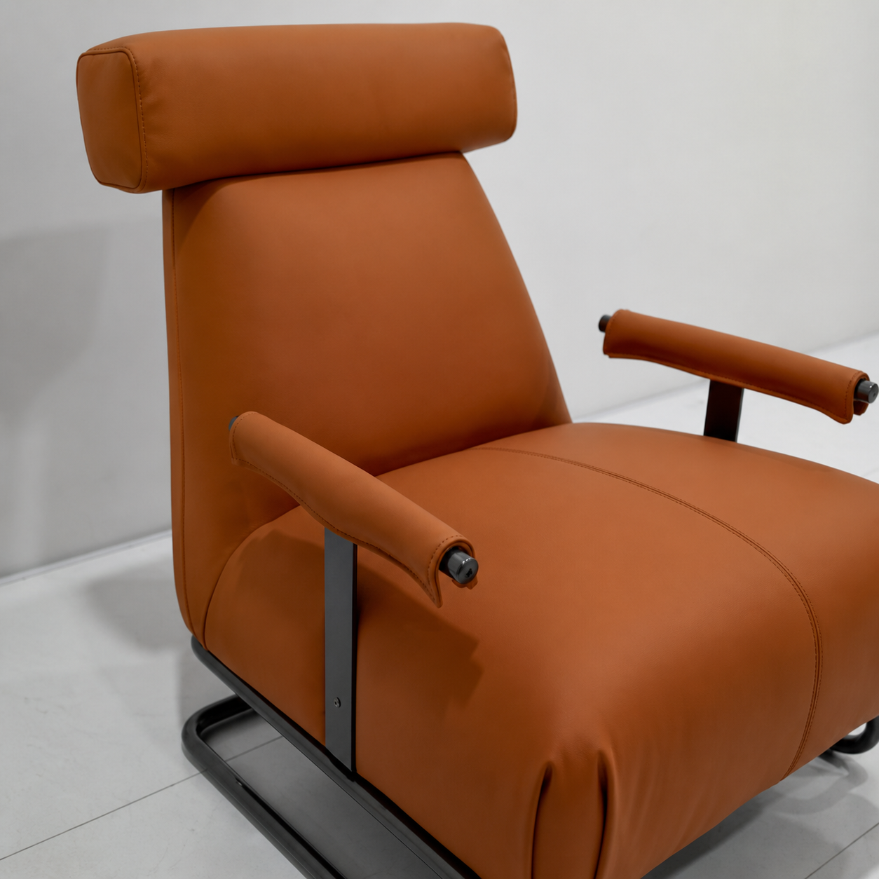 Burnt Orange Velvet Tub Chair with Dark Contrast Piping and Fringe Skirt