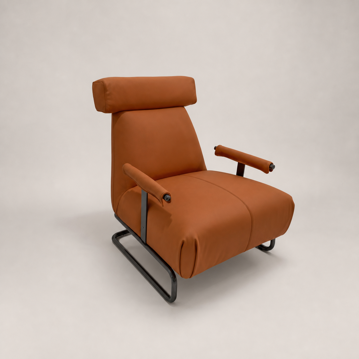 Burnt Orange Velvet Tub Chair with Dark Contrast Piping and Fringe Skirt