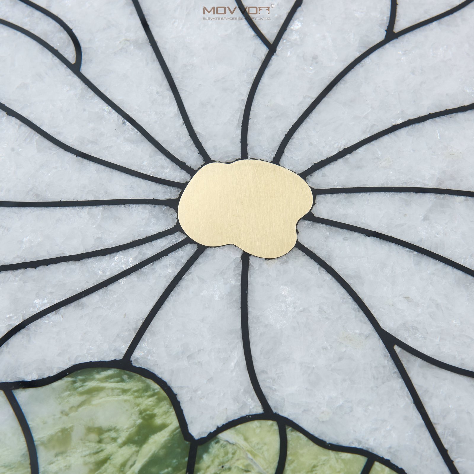 Botanical Green Marble-Effect Round Dining Table