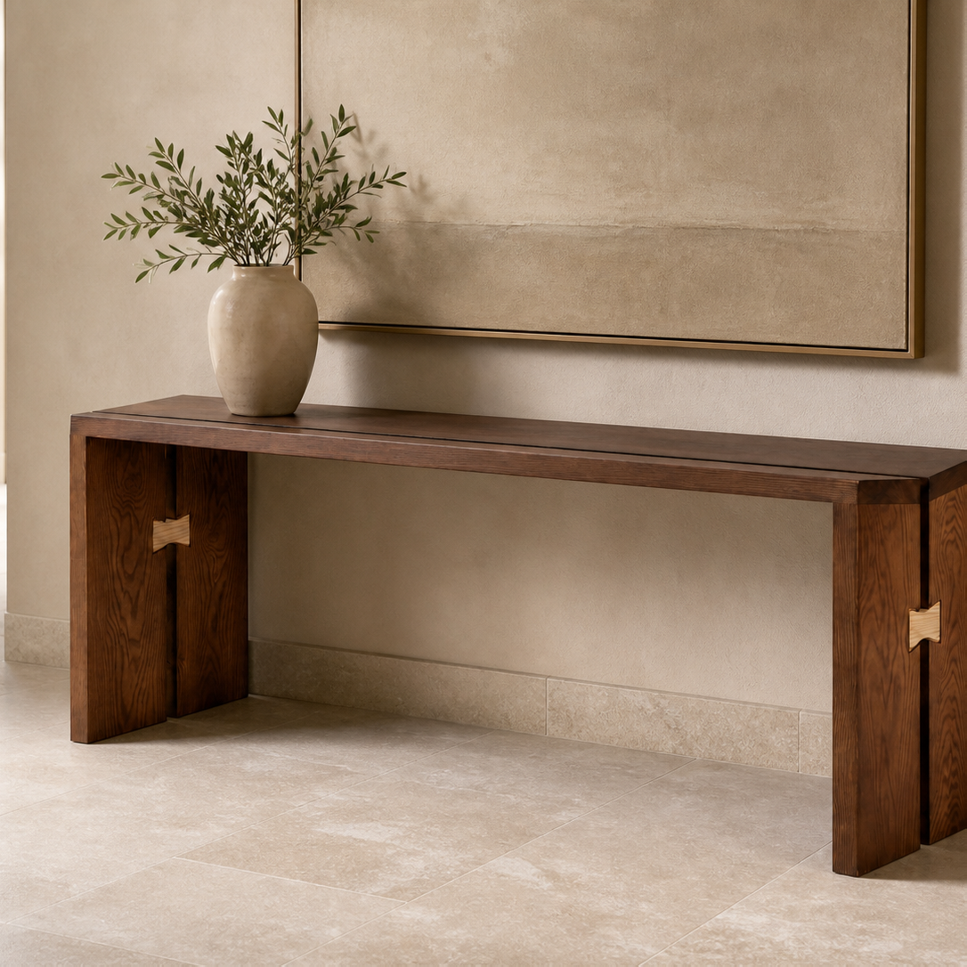Warm Wood-Grain Console Table
