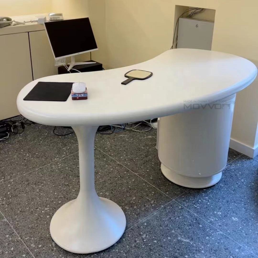 Cloud Curve White Executive Office Desk with Integrated Storage Pedestal