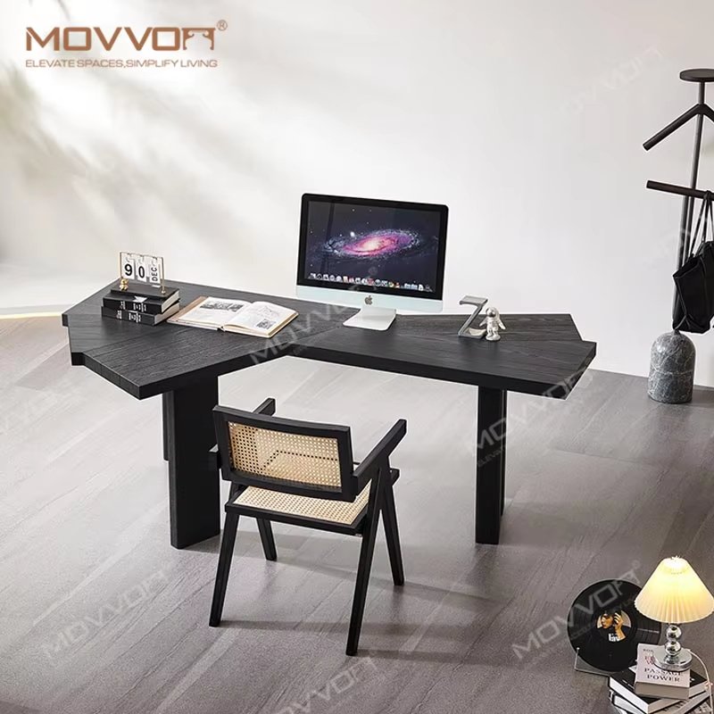 Irregular Woodgrain Office Table for Creative Workspaces and Studios